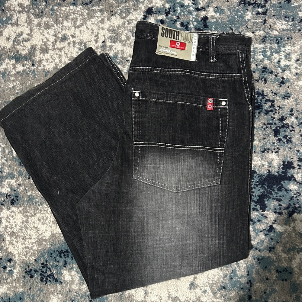 South Pole Men's Dark Gray Relaxed Jeans